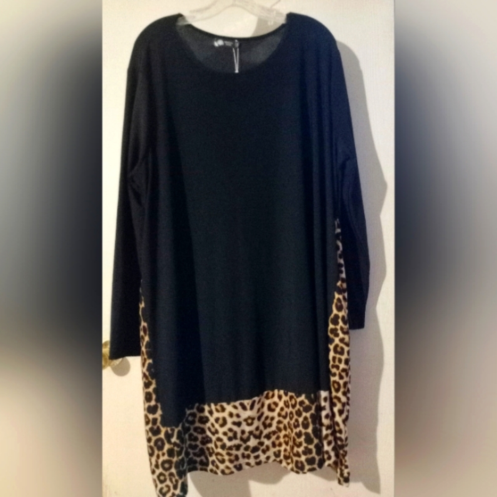 MINDFUL SOULS NWT Black & Leopard‎ Print Dress Sz. 3X